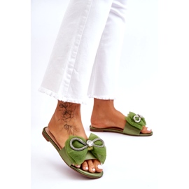 Seastar Tongs pour femmes avec nœud et zircons, vert 3