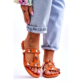 Flip pour femmes -flops avec de grands goujons orange 1