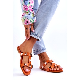 Flip pour femmes -flops avec de grands goujons orange 2
