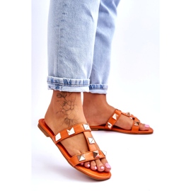Flip pour femmes -flops avec de grands goujons orange 4