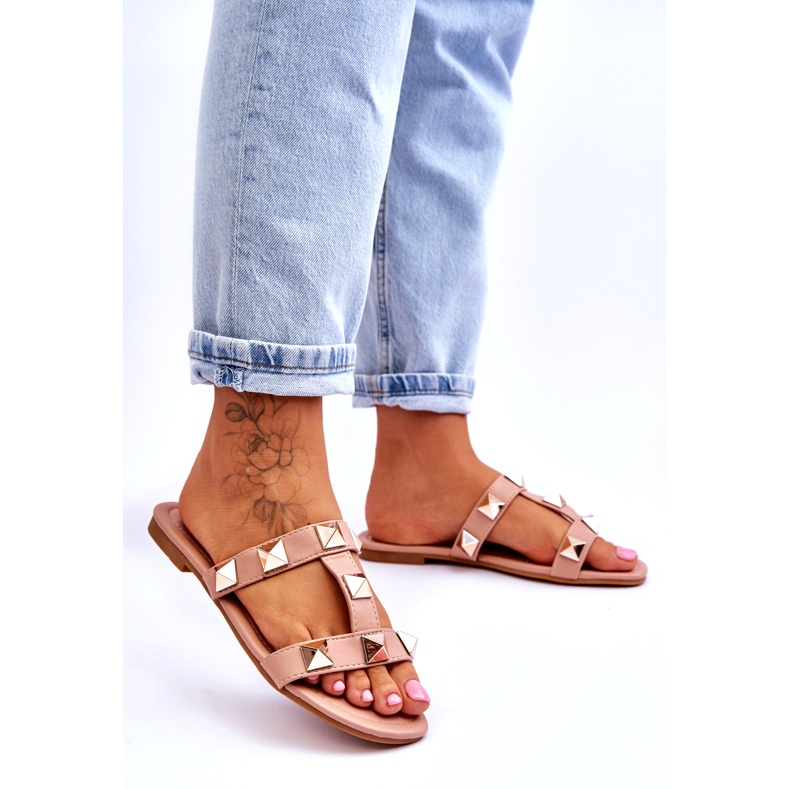 Slippers pour femmes avec de grands goujons nus rose 2