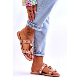 Slippers pour femmes avec de grands goujons nus rose 4