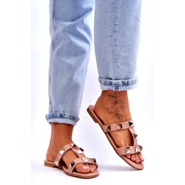 Slippers pour femmes avec de grands goujons nus rose 5