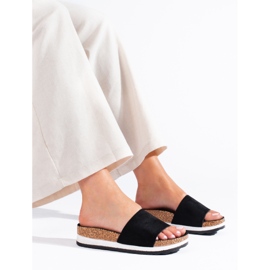 Chaussons en daim noir à semelles épaisses Shelovet le noir 2