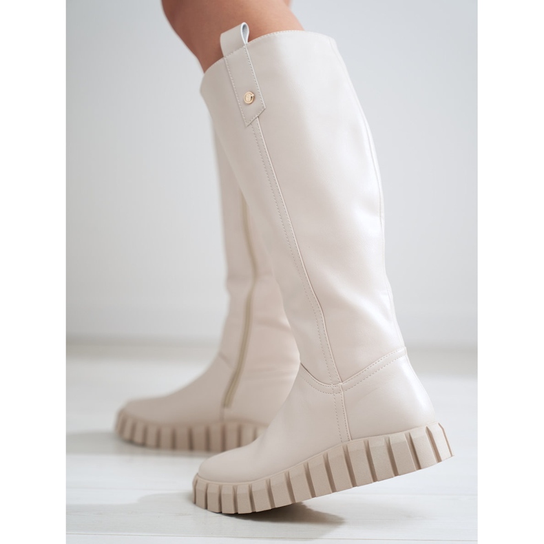 W. Potocki Bottes femme crème sur la plateforme Potocki beige 1