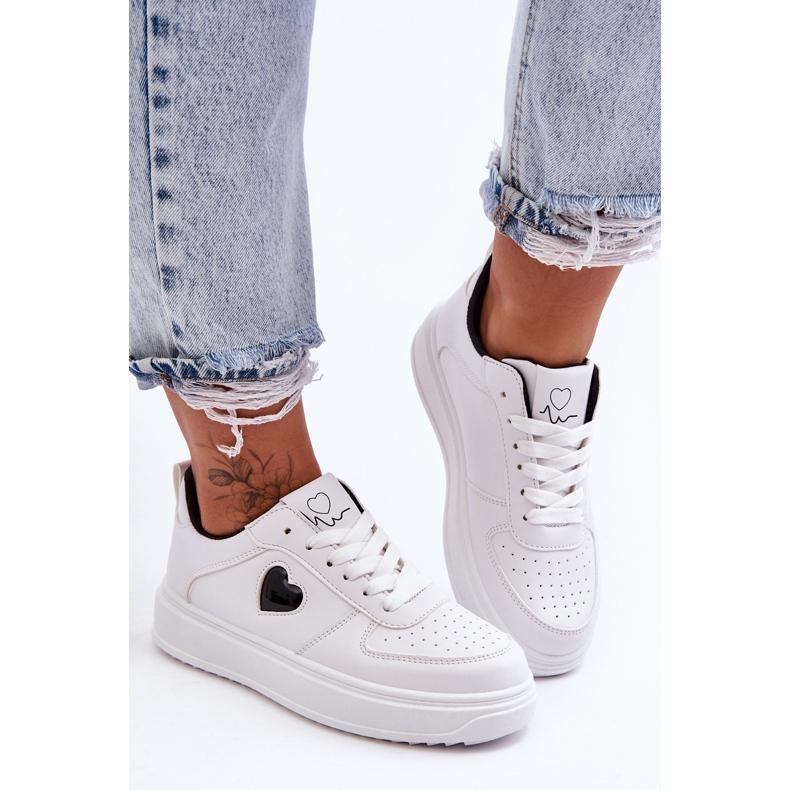 FJ1 Chaussures De Sport Classiques Avec Coeur Noir Et Blanc Amore blanche 1