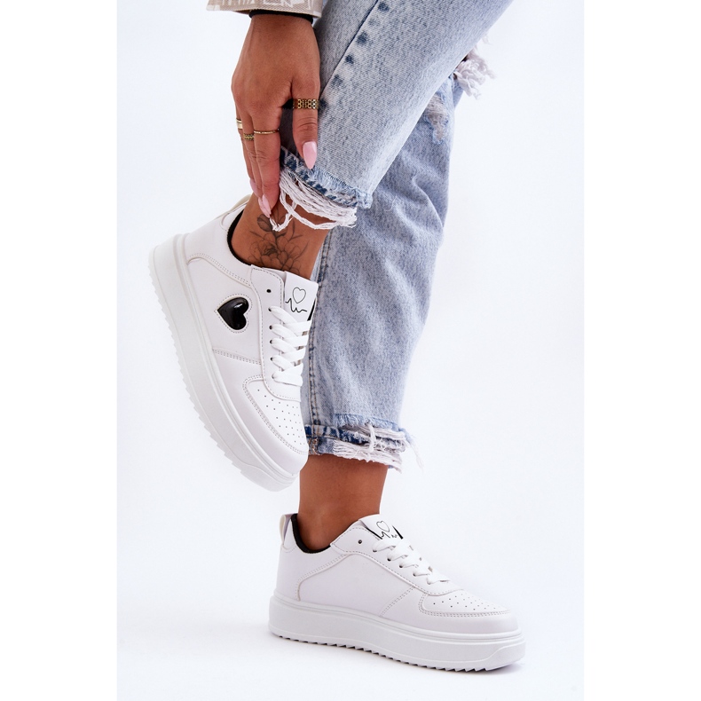FJ1 Chaussures De Sport Classiques Avec Coeur Noir Et Blanc Amore blanche 2