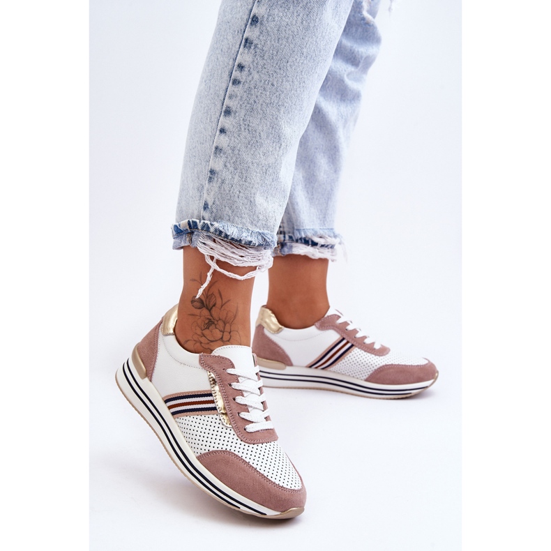 Chaussures de Sport en Cuir S.Barski AL21575 Blanc et Rose 1