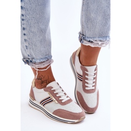 Chaussures de Sport en Cuir S.Barski AL21575 Blanc et Rose blanche 2