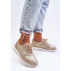 Chaussures De Sport En Cuir Avec Perforation S.Barski AL22246 Or doré 1