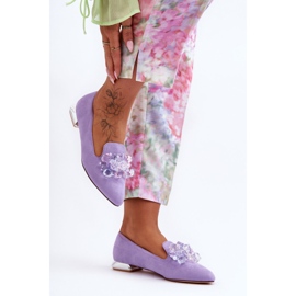 PS1 Mocassins Femme Talons Plats Ornés Violet Sloane 1 PS1 Mocassins Femme Talons Plats Ornés Violet Sloane 1