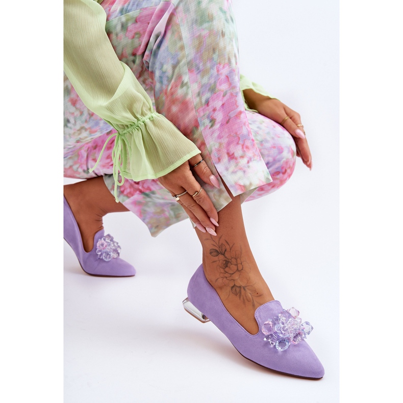 PS1 Mocassins Femme Talons Plats Ornés Violet Sloane 2 PS1 Mocassins Femme Talons Plats Ornés Violet Sloane 2