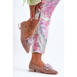 PS1 Mocassins ornés à talons plats pour femmes Beige foncé Sloane 2