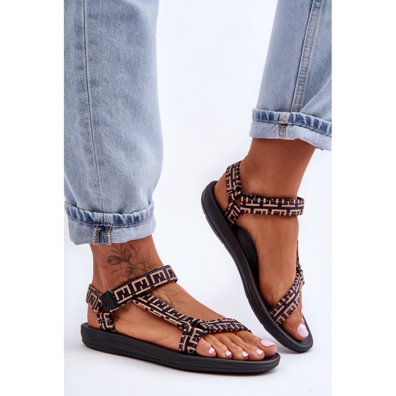 Sandales De Sport En Satin Pour Femme Victory Noir Et Beige 1