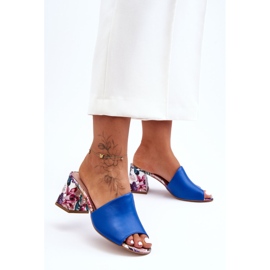 Lewski Shoes Chaussures Leski en cuir à talons hauts pour femmes 3209/K Bleu 1