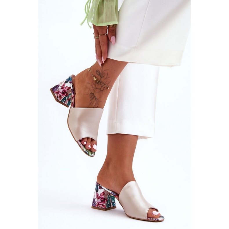 Lewski Shoes Chaussures Leski en cuir à talons hauts pour femmes 3209/K Beige perle 1