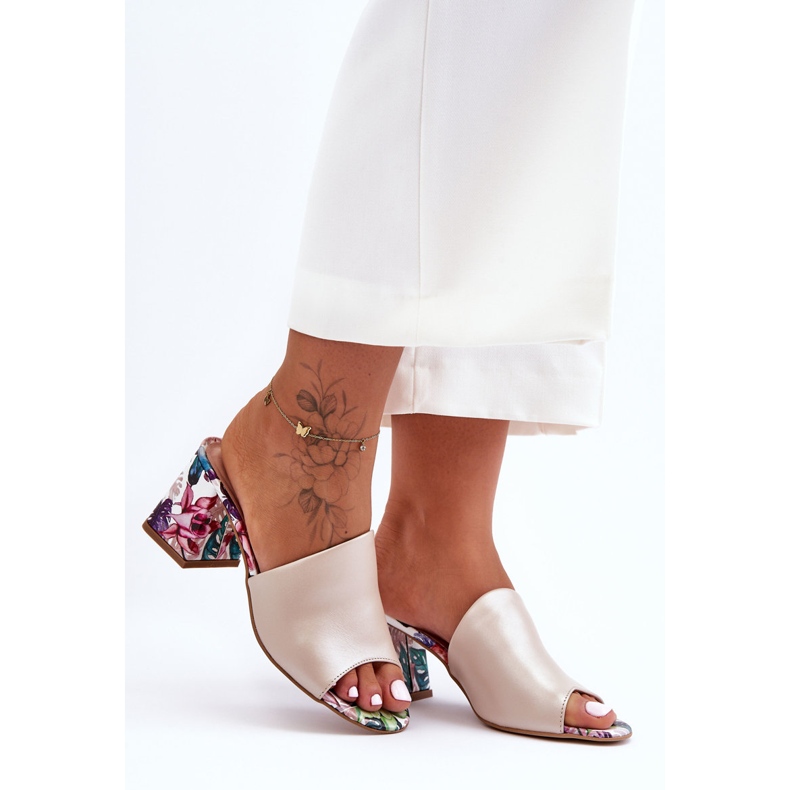 Lewski Shoes Chaussures Leski en cuir à talons hauts pour femmes 3209/K Beige perle 2