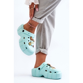 Claquettes En Mousse Pour Femme Crocs Avec Embellissements Vert Marlett 1