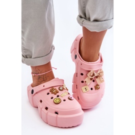 Claquettes En Mousse Pour Femme Crocs Avec Ornements Rose Marlett 1
