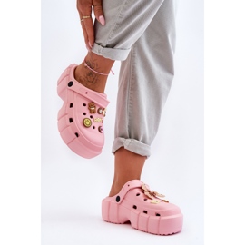 Claquettes En Mousse Pour Femme Crocs Avec Ornements Rose Marlett 2