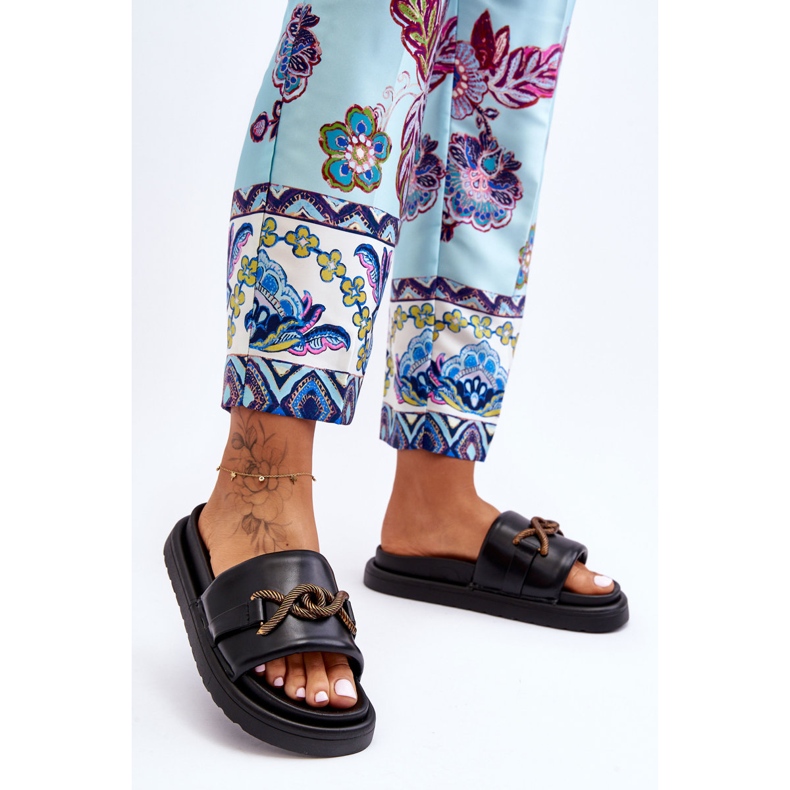 Sandales pour femmes avec décoration Noir Verso 1