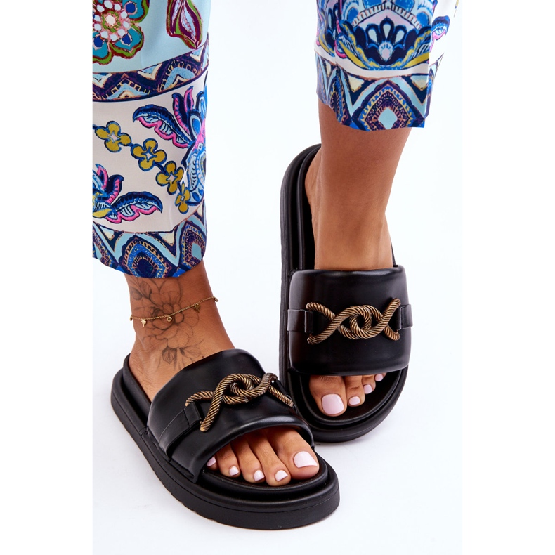 Sandales pour femmes avec décoration Noir Verso 2