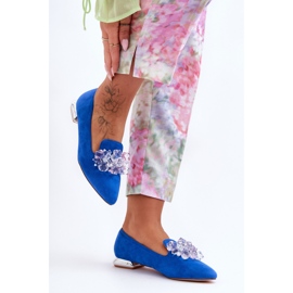 PS1 Mocassins à talons plats ornés pour femmes Bleu Sloane 2