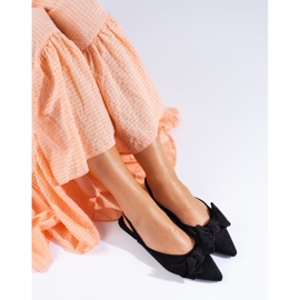 Ballerines en daim noir avec nœud Shelovet le noir 1