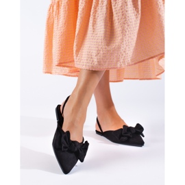 Ballerines en daim noir avec nœud Shelovet le noir 3