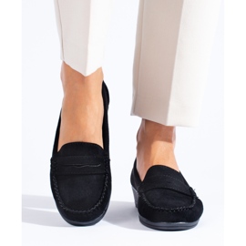 Mocassins en daim noir à semelle compensée basse de Shelovet le noir 2