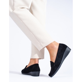 Mocassins en daim noir à semelle compensée basse de Shelovet le noir 3