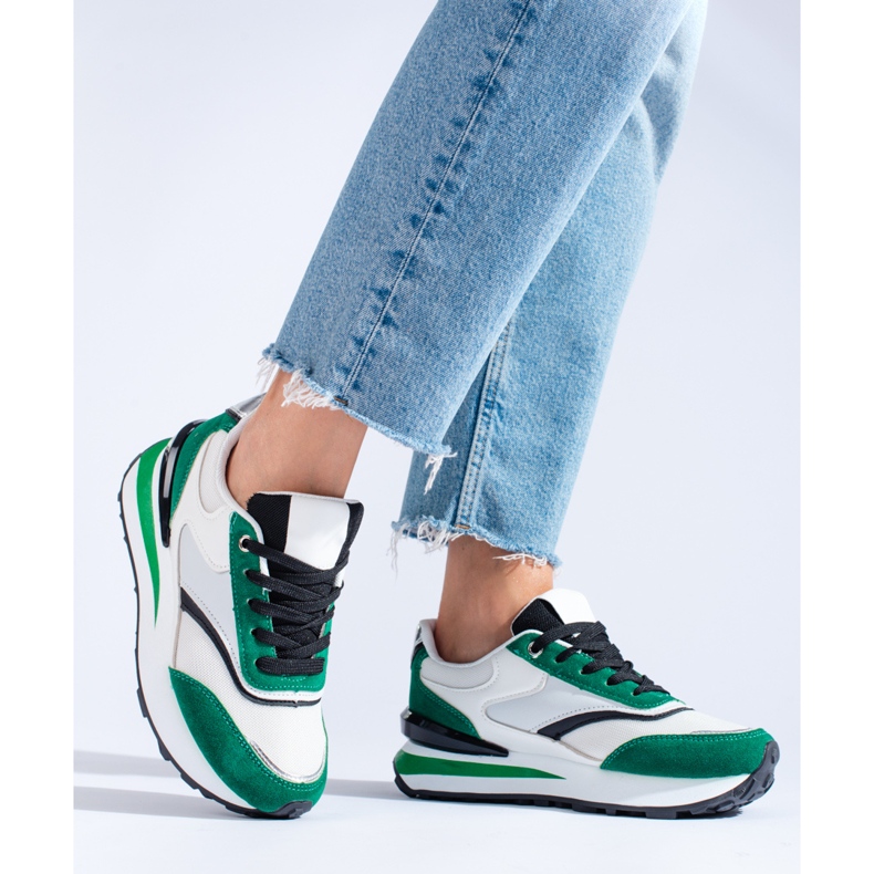 Baskets blanches et vertes pour femmes sur la plateforme Shelovet 2