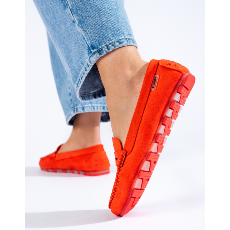 Mocassins en daim orange pour femmes de Shelovet 2