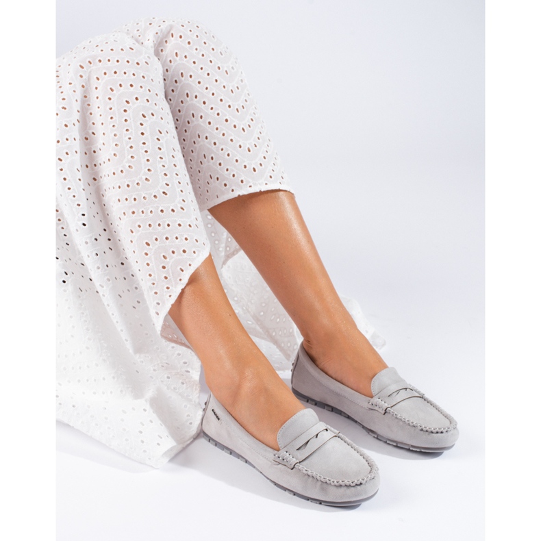 Mocassins en daim gris pour femmes de Shelovet 1 Mocassins en daim gris pour femmes de Shelovet 1