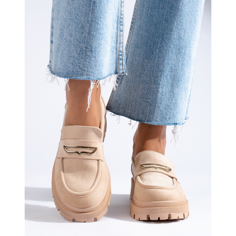Mocassins en daim beige pour femmes de Shelovet 2