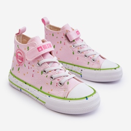Baskets à motifs pour enfants Big Star LL374051 Rose 1