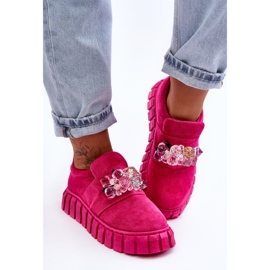 PS1 Chaussures de sport à enfiler à la mode avec décoration de désir fuchsia rose 1