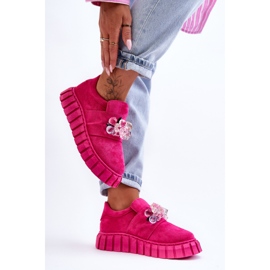 PS1 Chaussures de sport à enfiler à la mode avec décoration de désir fuchsia rose 2