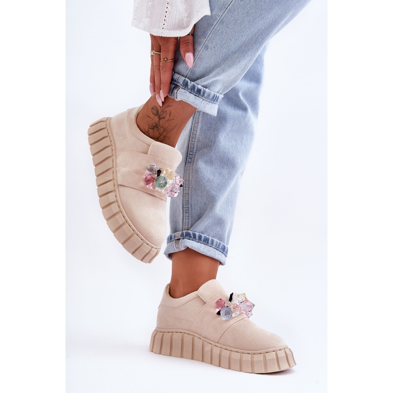 PS1 Chaussures de sport à enfiler à la mode avec décoration de désir beige 2 PS1 Chaussures de sport à enfiler à la mode avec décoration de désir beige 2