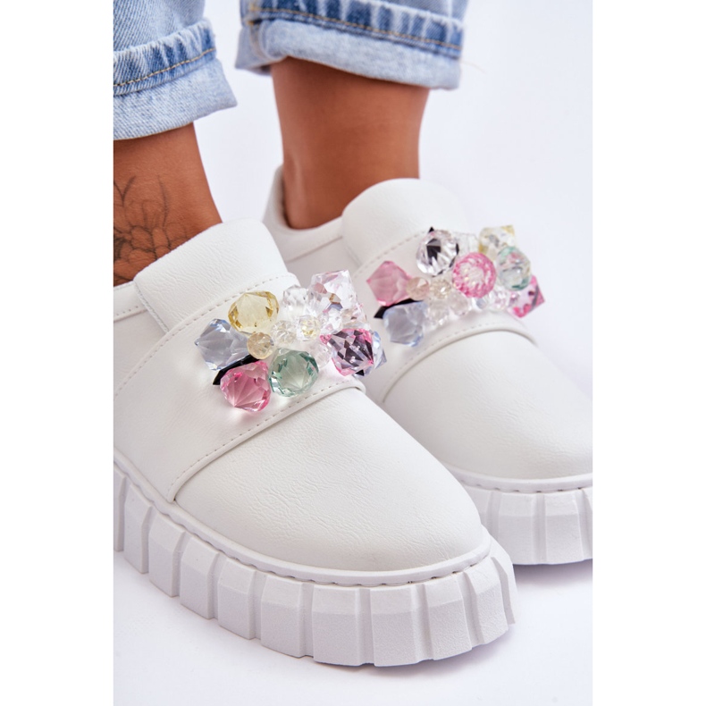 PS1 Chaussures de sport à enfiler à la mode avec décoration de désir blanc 2