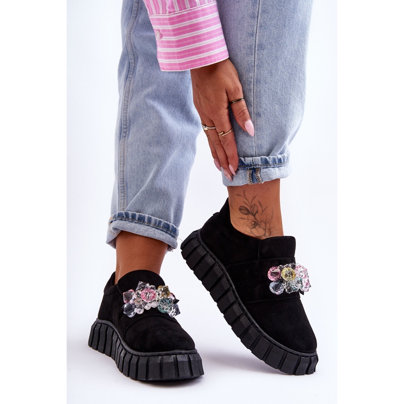 PS1 Chaussures de sport à enfiler à la mode avec décoration de désir noir 1