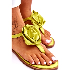 STEPHAN Tongs pour femmes avec un tissu rose, citron vert 5