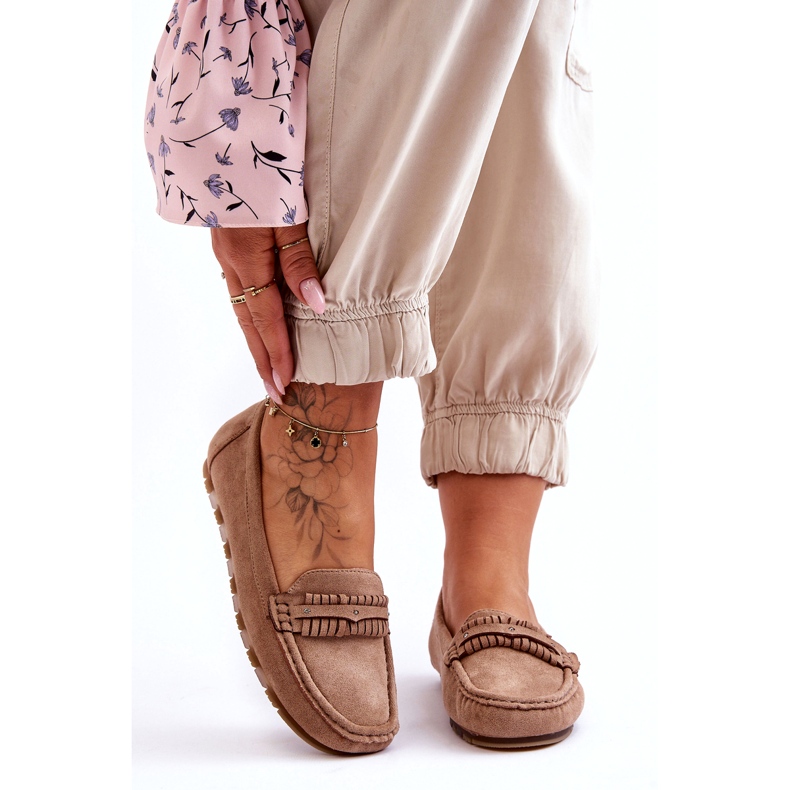 Mocassins en Daim pour Femme Beige 1