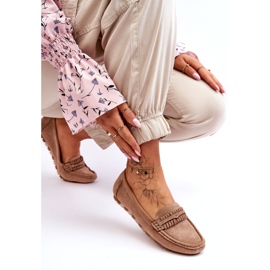 Mocassins en Daim pour Femme Beige 4