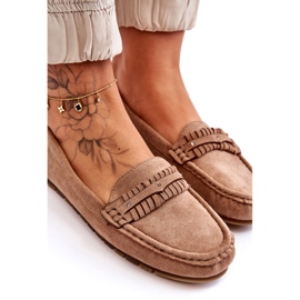 Mocassins en Daim pour Femme Beige 5