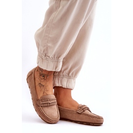 Mocassins en Daim pour Femme Beige 6