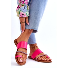 Flip pour femmes -flops avec une bande de fuchsia décorative rose 2