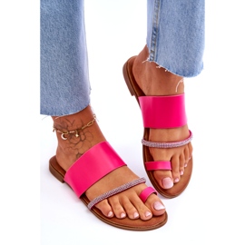 Flip pour femmes -flops avec une bande de fuchsia décorative rose 4