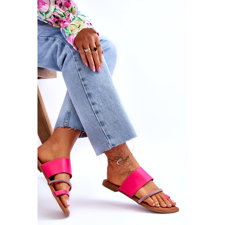 Flip pour femmes -flops avec une bande de fuchsia décorative rose 5