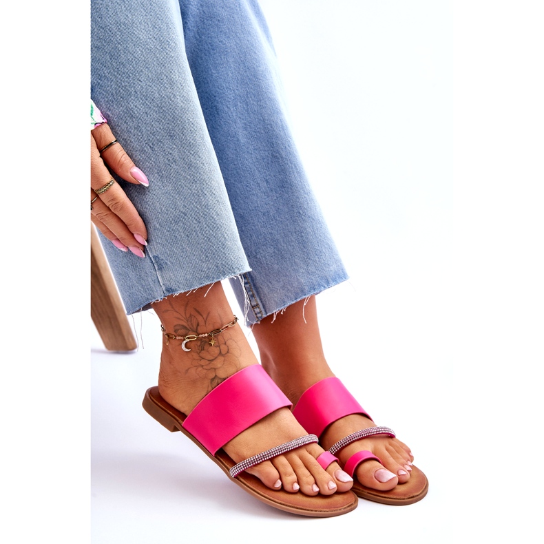 Flip pour femmes -flops avec une bande de fuchsia décorative rose 6